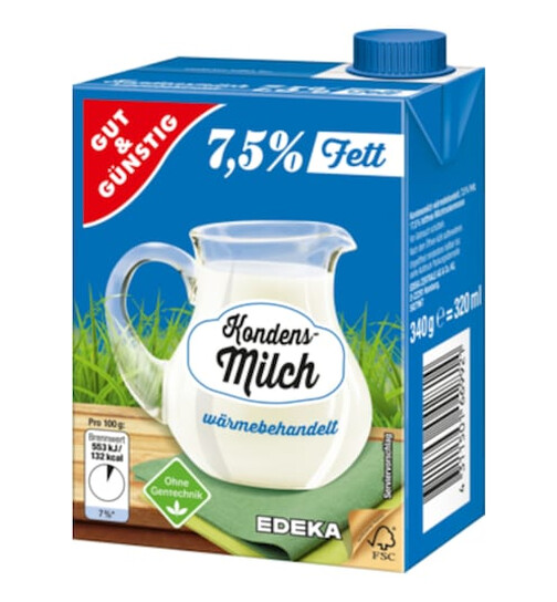 Bild von G+G KONDENSMILCH WP 7,5%  340G